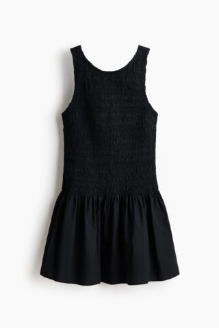 H & M - Katoenen jurk met smokwerk - Zwart