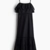 H & M - Katoenen jurk met broderie anglaise - Zwart