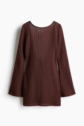H & M - Strandjurk met boothals - Donkerbruin
