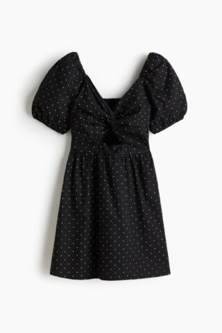 H & M - Jurk met gedraaid detail - Zwart/Stippen