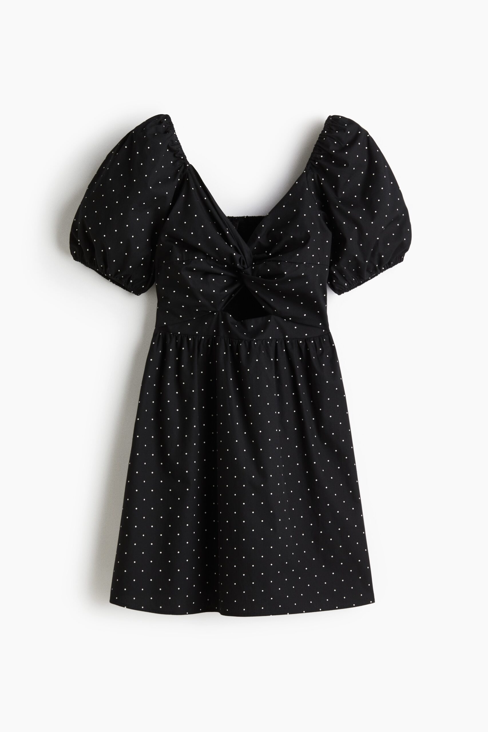 H & M - Jurk met gedraaid detail - Zwart/Stippen