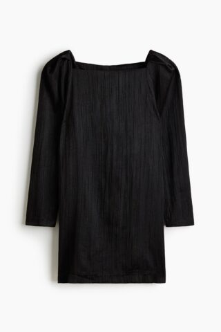 H & M - Jurk met vierkante hals - Zwart