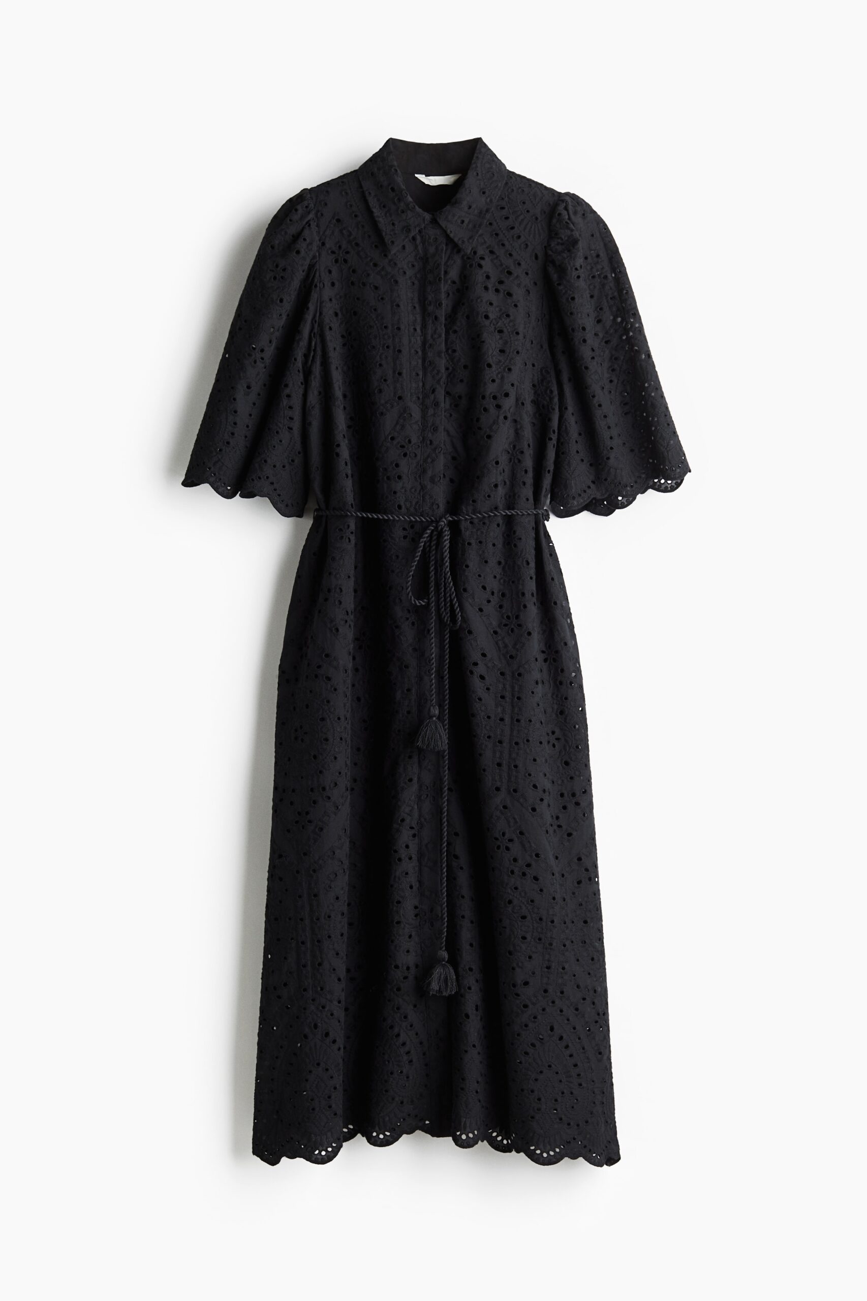 H & M - Overhemdjurk met broderie anglaise - Zwart H & M - Overhemdjurk met broderie anglaise - Zwart