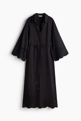 H & M - Jurk met broderie anglaise - Zwart