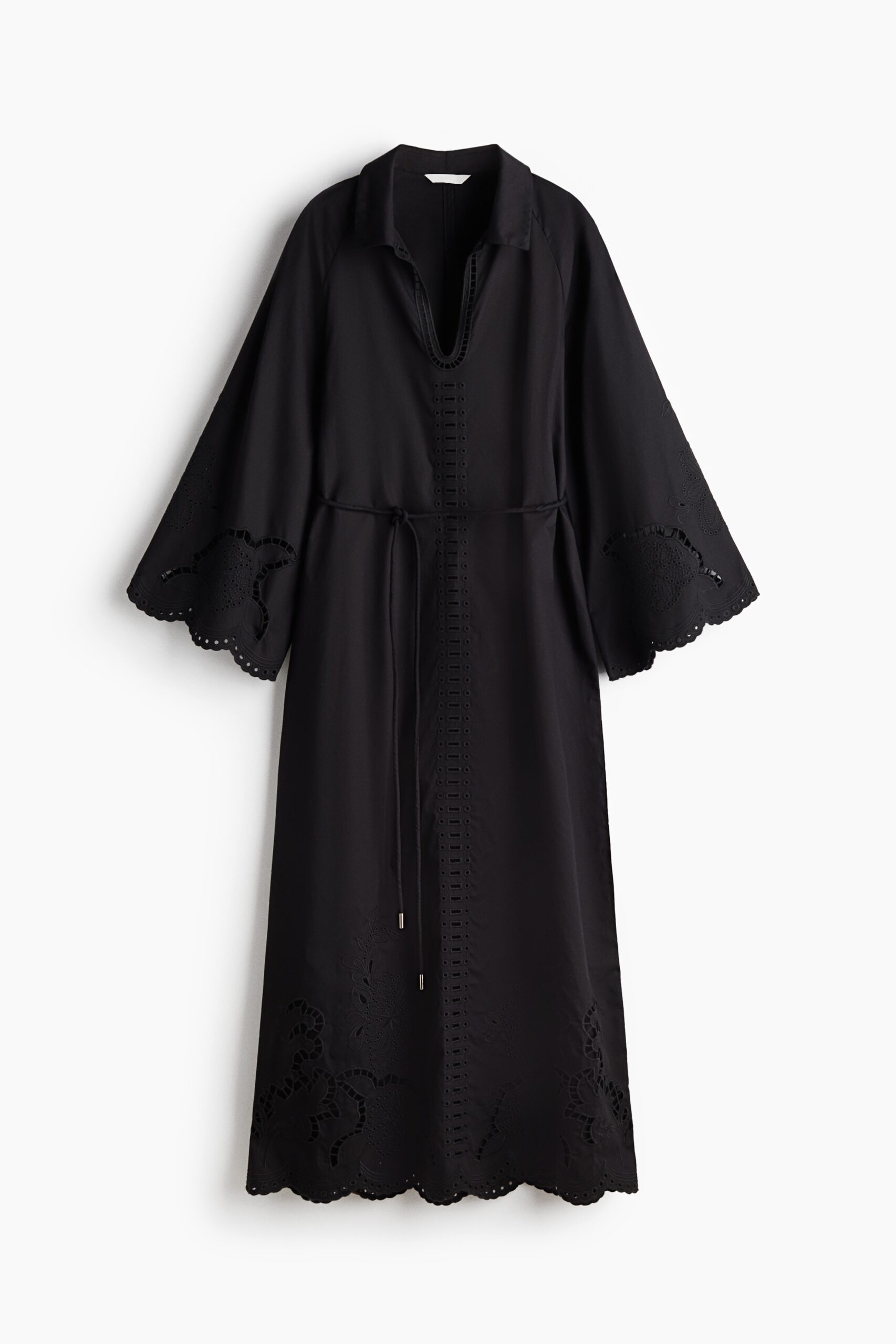 H & M - Jurk met broderie anglaise - Zwart