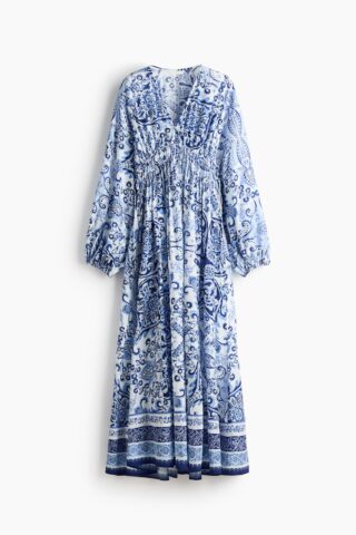 H & M - Tuniekjurk met ballonmouwen - Blauw/Paisleydessin