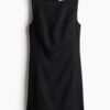 H & M - Twill jurk met vierkante hals - Zwart