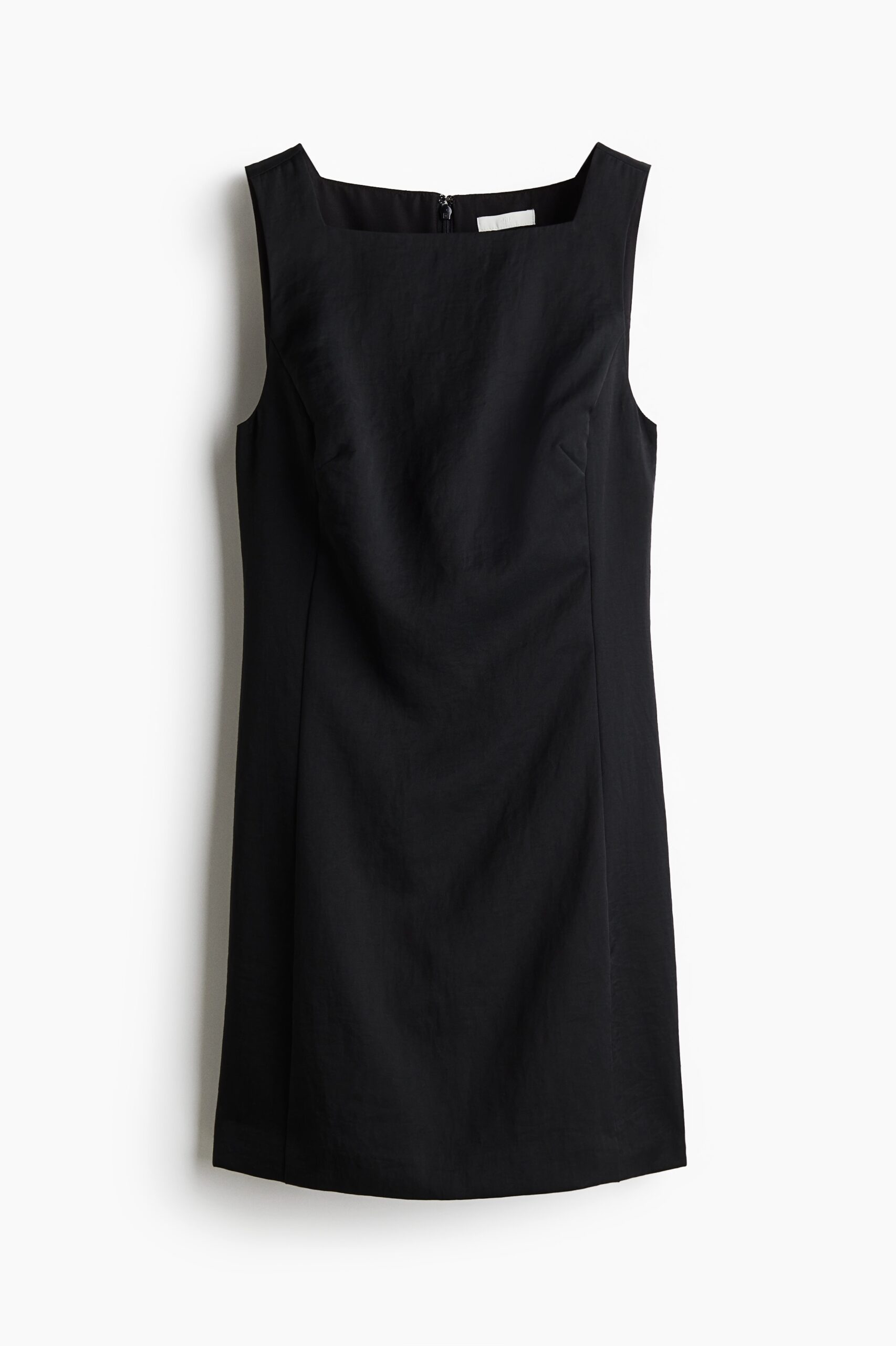 H & M - Twill jurk met vierkante hals - Zwart