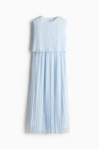 H & M - MAMA Geplisseerde voedingsjurk - Lichtblauw