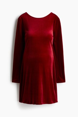 H & M - MAMA Velours deep-backjurk - Donkerrood