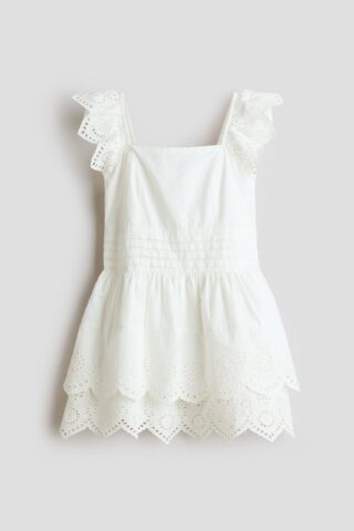 H & M - Katoenen jurk met broderie anglaise - Wit