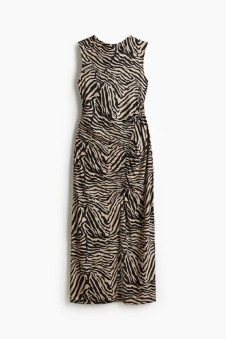 H & M - Gedrapeerde jurk - Zwart/Zebradessin