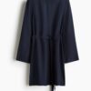 H & M - Jurk met strikceintuur - Marineblauw