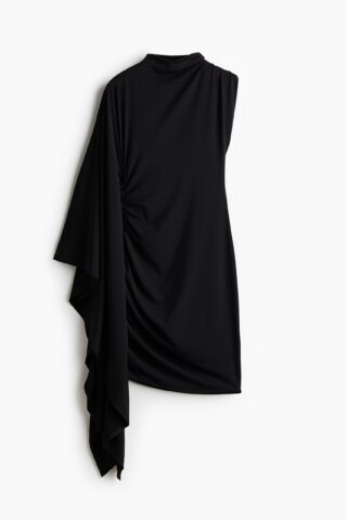 H & M - Gedrapeerde asymmetrische jurk - Zwart