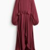 H & M - Maxi-jurk met volants - Bordeauxrood