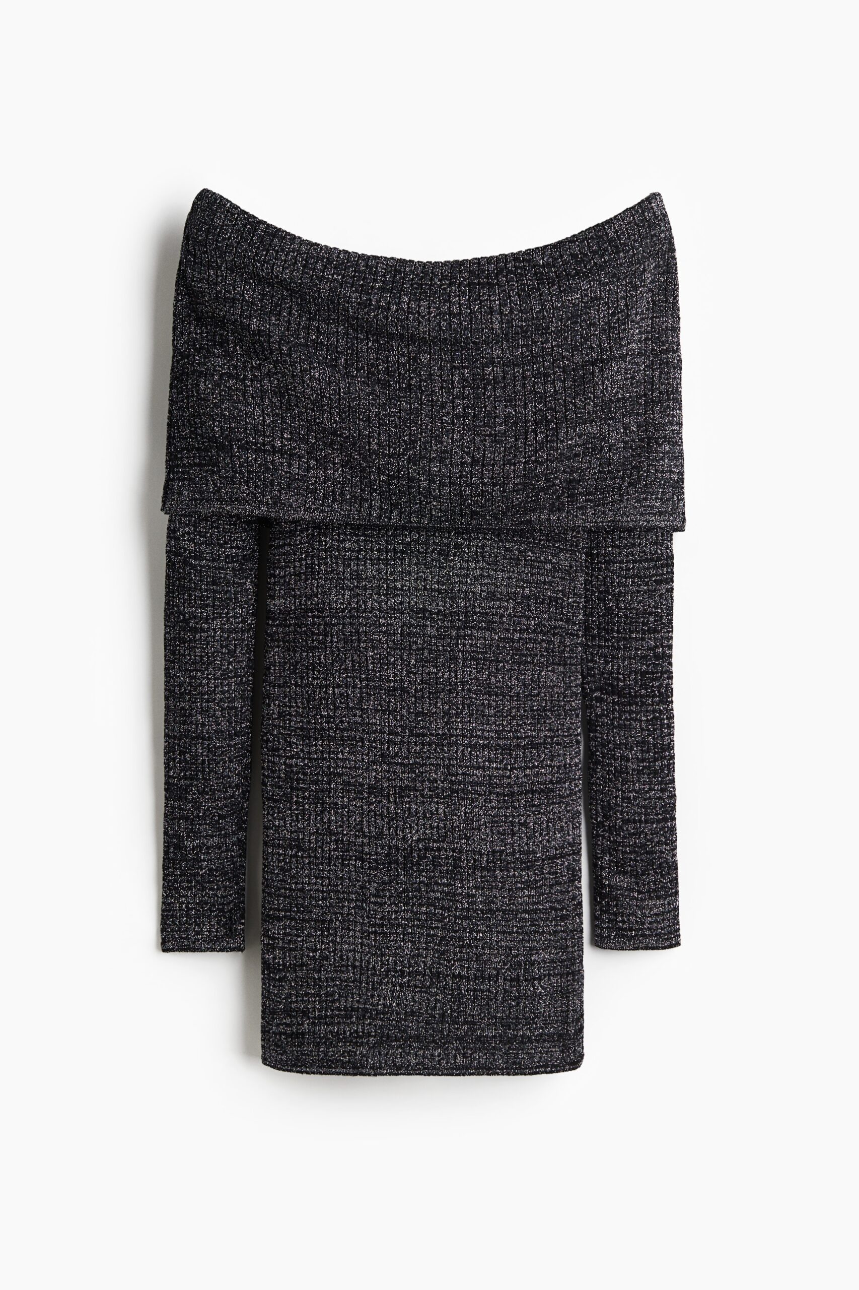 H & M - Glitterende off-the-shoulderjurk - Zwart/Glitters