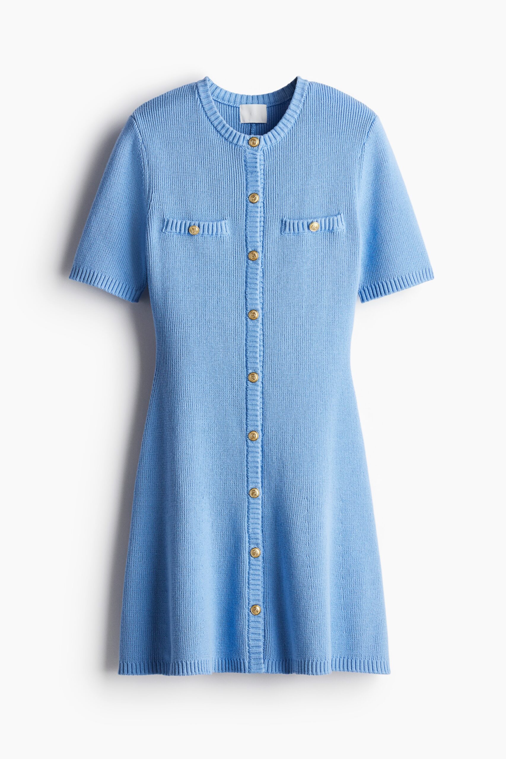 H & M - Ribgebreide doorknoopjurk - Blauw H & M - Ribgebreide doorknoopjurk - Blauw