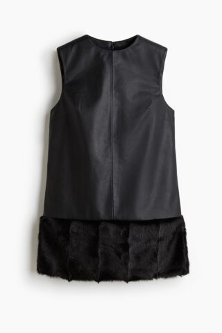 H & M - Mini-jurk met coating - Zwart