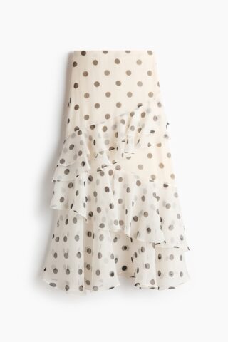 H & M - Rok met volant - Wit/Stippen