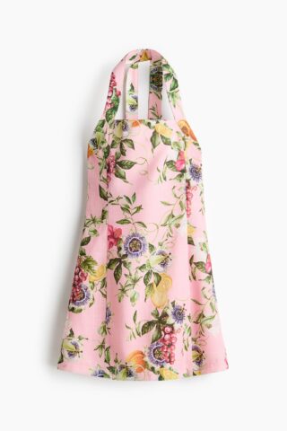 H & M - Korte halterjurk - Lichtroze/Dessin