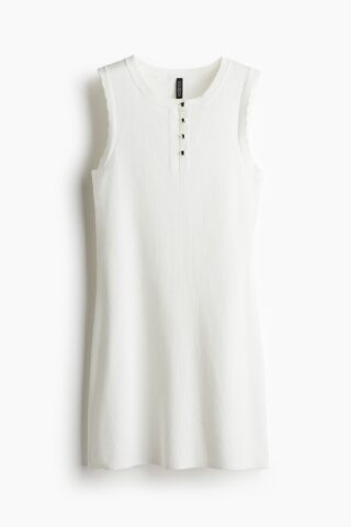 H & M - Jurk van ribtricot - Wit