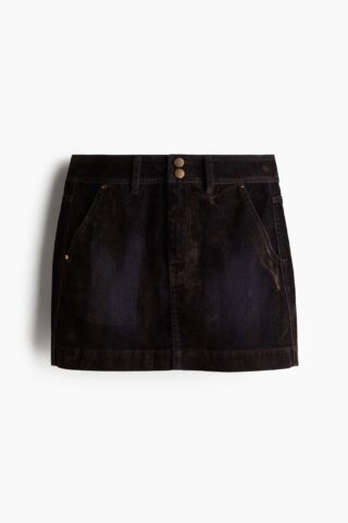 H & M - Denim rok met flockcoating - Zwart