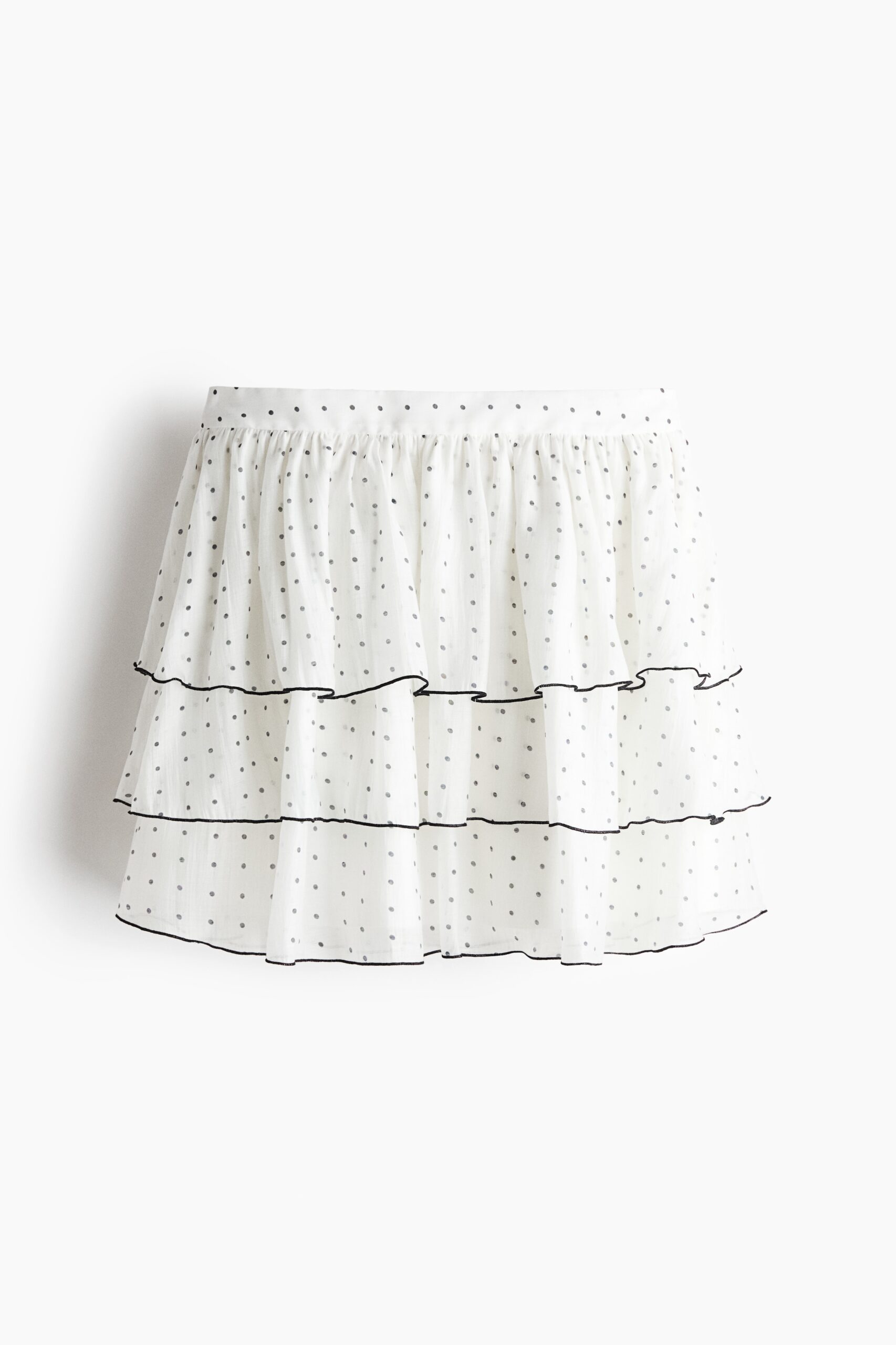 H & M - Volantrok van lyocellmix - Wit/Polkadot