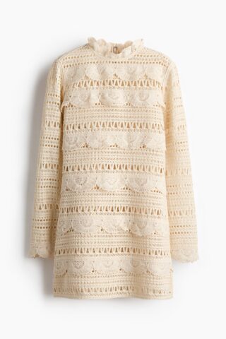 H & M - Mini-jurk met gehaakte look - Roomwit