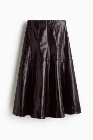 H & M - Cirkelrok met coating - Donker Pruimenpaars