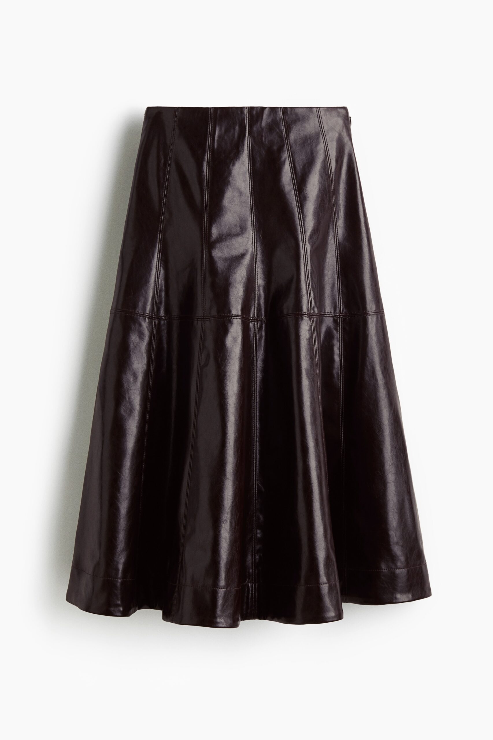 H & M - Cirkelrok met coating - Donker Pruimenpaars