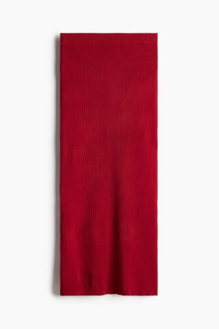 H & M - Ribgebreide kokerrok - Rood