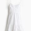 H & M - Popeline jurk met strikbandjes - Wit