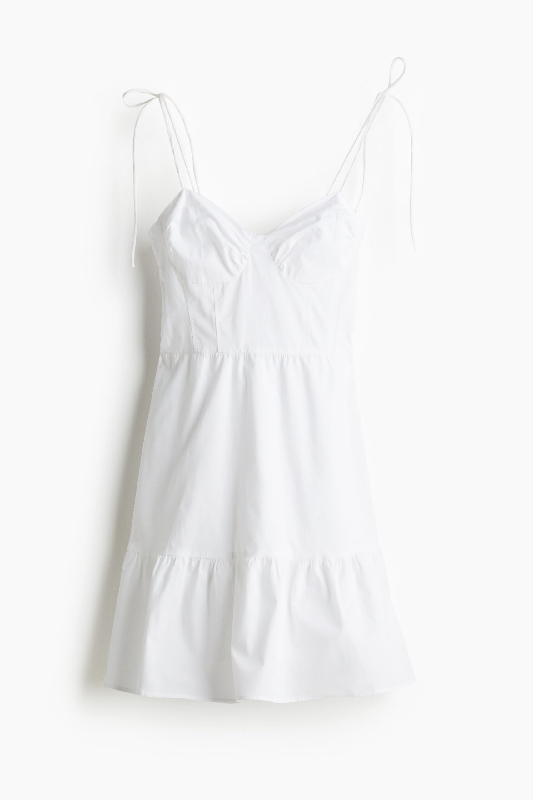 H & M - Popeline jurk met strikbandjes - Wit H & M - Popeline jurk met strikbandjes - Wit