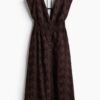 H & M - Katoenen jurk met broderie anglaise - Donkerbruin
