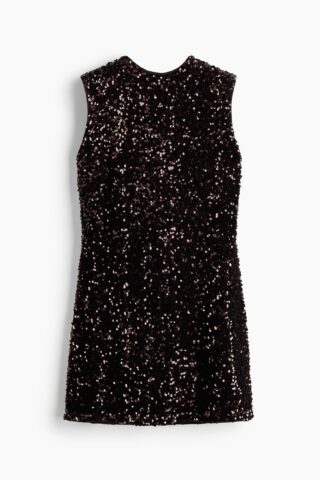 H & M - Paillettenjurk met strik - Donkerbruin