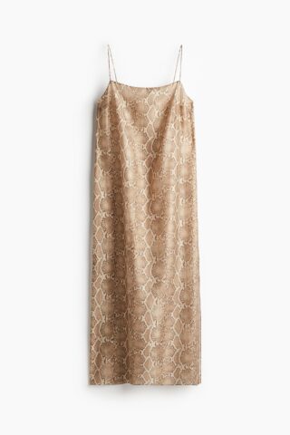 H & M - Strappy jurk - Beige/Slangenleerdessin
