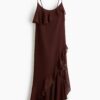 H & M - Strappy jurk met volants - Donkerbruin