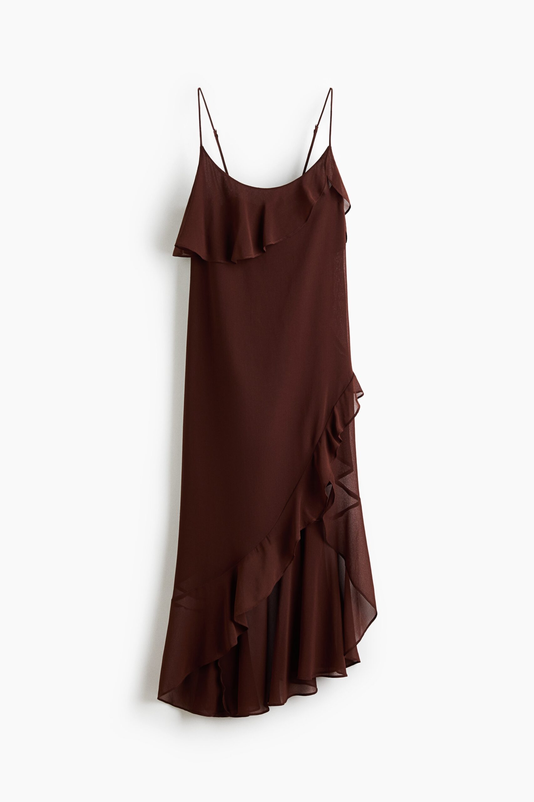 H & M - Strappy jurk met volants - Donkerbruin