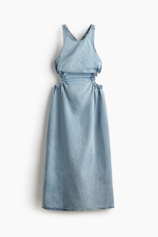 H & M - Maxi-jurk met onbedekte rug - Licht Denimblauw