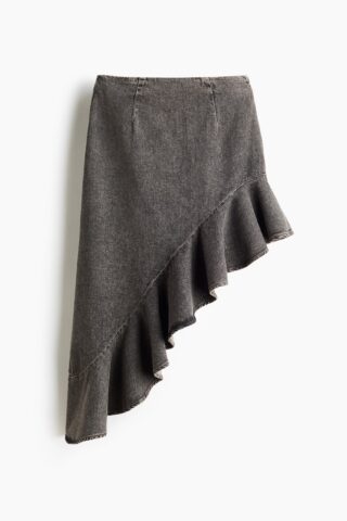 H & M - Asymmetrische denim rok - Donker Denimgrijs