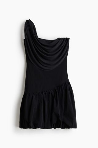 H & M - Gedrapeerde one-shoulderjurk - Zwart