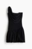 H & M - Gedrapeerde one-shoulderjurk - Zwart