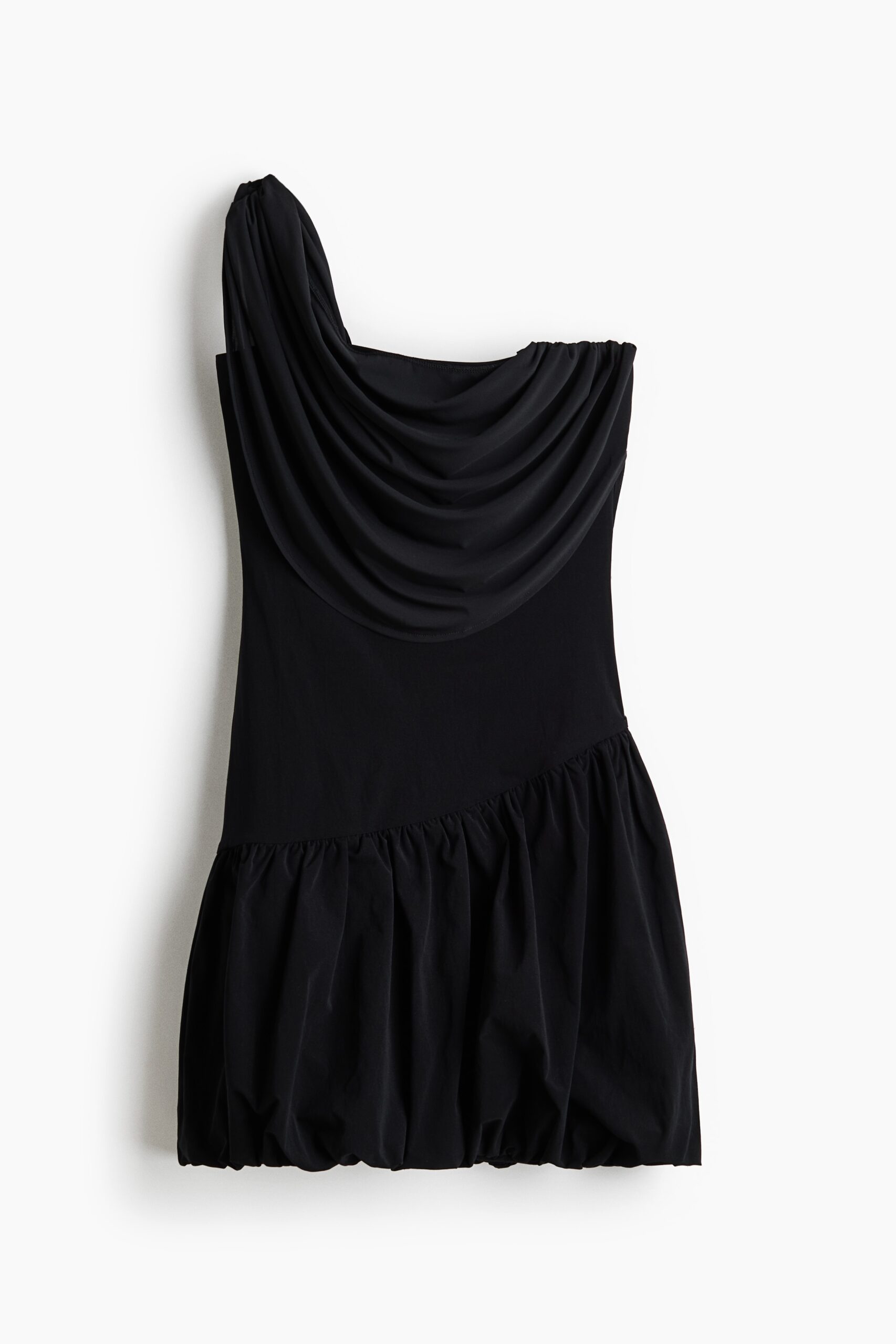 H & M - Gedrapeerde one-shoulderjurk - Zwart