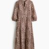 H & M - Halflange strokenjurk - Lichtbeige/Luipaarddessin