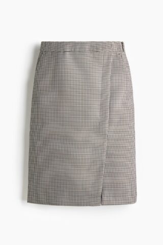 H & M - Kokerrok - Brown/Dogtooth Pattern