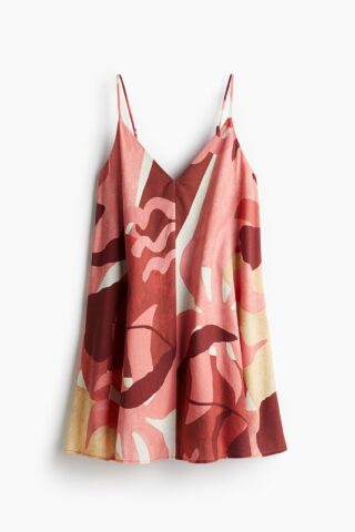 H & M - Mini-jurk van linnenmix - Roze/Dessin