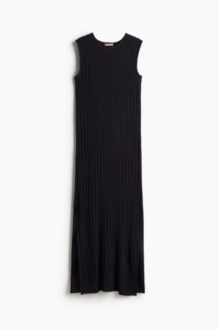 H & M - Ribgebreide jurk - Lichtzwart