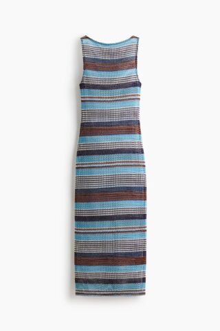H & M - Glitterende opengebreide jurk - Blauw/Bruin