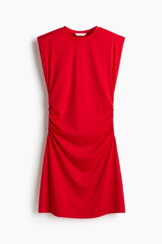 H & M - Jurk van interlocktricot met schoudervullingen - Rood