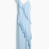 H & M - Tricot jurk met volant - Lichtblauw